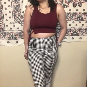 maroon side lace crop